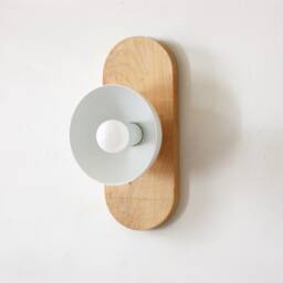 Maple Oval & White Dome Shade Mid Century Wall Fixture Light Modern Sconce Kitchen Bathroom Lighting Foyer - thumbnail 2