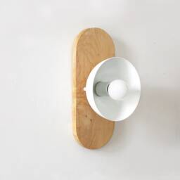 Maple Oval & White Dome Shade Mid Century Wall Fixture Light Modern Sconce Kitchen Bathroom Lighting Foyer - thumbnail 3