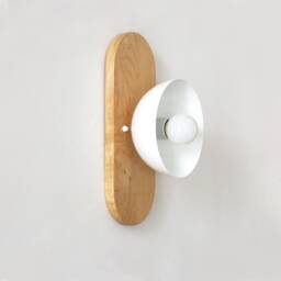 Maple Oval & White Dome Shade Mid Century Wall Fixture Light Modern Sconce Kitchen Bathroom Lighting Foyer - thumbnail 4