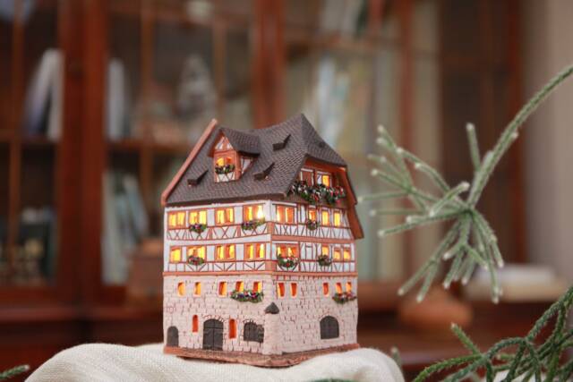 Handmade Ceramic Tealight Holder - Miniature Of Durers House in Nurnberg, Germany - image 1