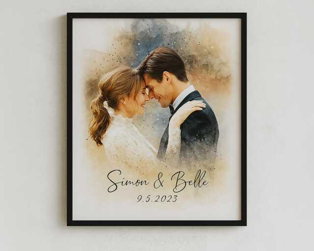 Custom Watercolor Portrait, Anniversary Wedding Gift, Hand-Painted Art Print - image 1
