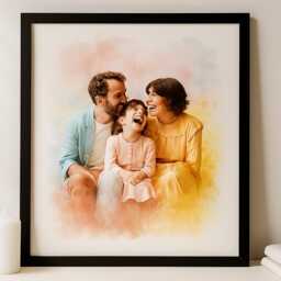 Custom Watercolor Portrait, Anniversary Wedding Gift, Hand-Painted Art Print - thumbnail 3