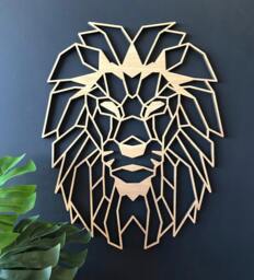 Geometric Lion Head - Wooden Wall Art Home Nursery Animal Safari Africa Wildlife - thumbnail 1