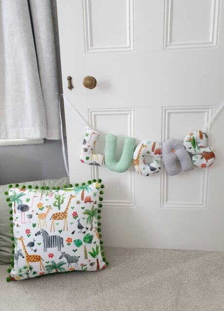 Personalized Baby Gift, Jungle Theme Nursery Decoration. Baby Room Decor Shower Gift. Custom Name Garland. Wall Hanging. Safari - image 1