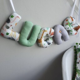 Personalized Baby Gift, Jungle Theme Nursery Decoration. Baby Room Decor Shower Gift. Custom Name Garland. Wall Hanging. Safari - thumbnail 2