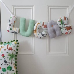 Personalized Baby Gift, Jungle Theme Nursery Decoration. Baby Room Decor Shower Gift. Custom Name Garland. Wall Hanging. Safari - thumbnail 3