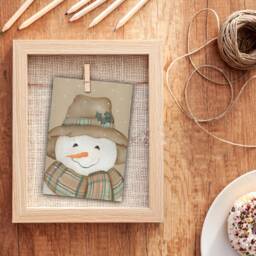 Snowman Painting For Winter Home Decor Art Print, Happy Go Lucky With Hat & Holly Trim Print - thumbnail 2