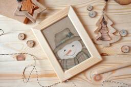 Snowman Painting For Winter Home Decor Art Print, Happy Go Lucky With Hat & Holly Trim Print - thumbnail 1