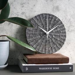 Grey Handwoven Wall Clock For Modern Industrial Interior, Eco Friendly Decoration New Home Owner, Sustainable Farmhouse - thumbnail 2