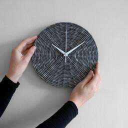 Grey Handwoven Wall Clock For Modern Industrial Interior, Eco Friendly Decoration New Home Owner, Sustainable Farmhouse - thumbnail 3