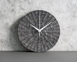 Grey Handwoven Wall Clock For Modern Industrial Interior, Eco Friendly Decoration New Home Owner, Sustainable Farmhouse - thumbnail 1