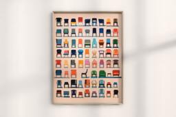 Vintage Mid Century Furniture Design Print, Bauhaus Inspired Design, Classic Retro Chair Collection Artwork, Wassily - thumbnail 1