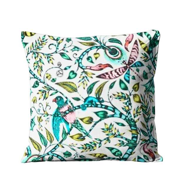 Clarke & Cushion Cover, Pink Turquoise Jungle Cotton Throw Pillow Cover - image 1