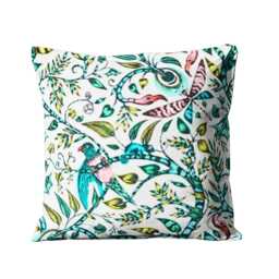 Clarke & Cushion Cover, Pink Turquoise Jungle Cotton Throw Pillow Cover - thumbnail 1