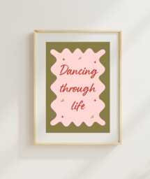 Dancing Through Life Art Print - Pink Goes Good With Green Girly Poster - thumbnail 1