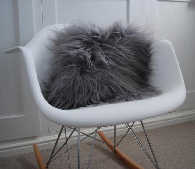 Grey Icelandic Fur Cushion Pillow, Pure Luxury Pillow Scatter Cusion Scandinavian Home Decor - image 1