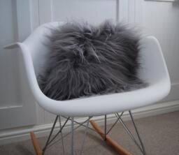 Grey Icelandic Fur Cushion Pillow, Pure Luxury Pillow Scatter Cusion Scandinavian Home Decor - thumbnail 1