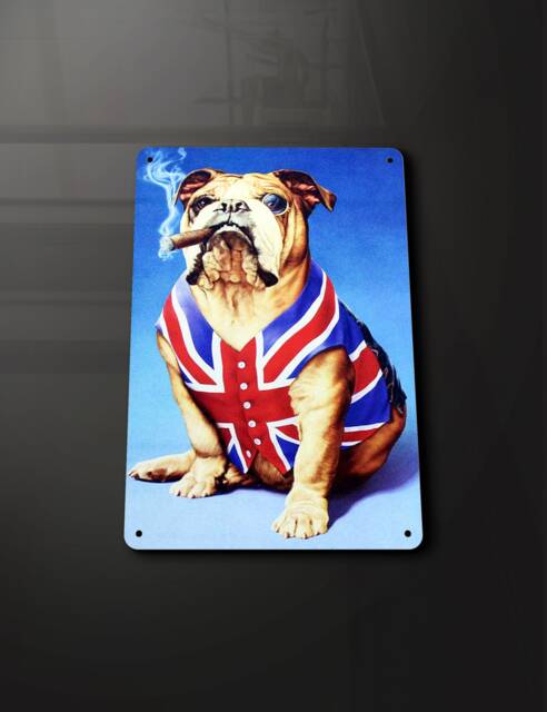 Union Jack Bull Dog English - Metal Sign Plaque Wall Art Decor Signage