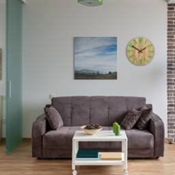 Large Green Wall Clock With Brown Hand, Silent Wood Slim Nature 33, 5cm/13, 19 - thumbnail 3