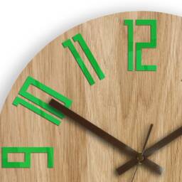 Large Green Wall Clock With Brown Hand, Silent Wood Slim Nature 33, 5cm/13, 19 - thumbnail 2