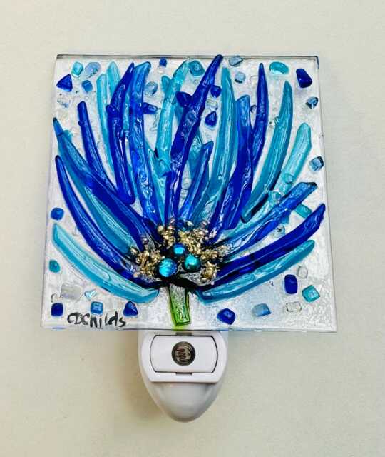 Fused Glass Flower Nightlight - Turquoise - image 1