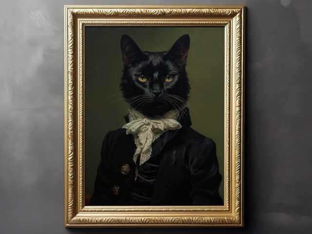 Gothic Cat in Suit - Dark Academia, Art Poster Print, Home Decor, Victorian Art, Witchy Lover Gift - image 1