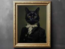 Gothic Cat in Suit - Dark Academia, Art Poster Print, Home Decor, Victorian Art, Witchy Lover Gift - thumbnail 1