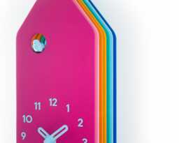 Layered Wood Cuckoo Clock, Rainbow House Shape, Modern Nursery Decor - thumbnail 1
