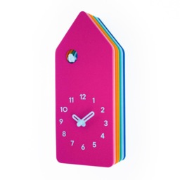 Layered Wood Cuckoo Clock, Rainbow House Shape, Modern Nursery Decor - thumbnail 2