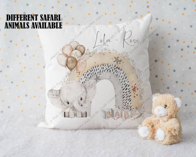 Safari Cushion, Nursery Pillow, Birth Cushion, Baby Gift, Decoration, Gift For Baby, Animals, Lion Giraffe Cushion - image 1