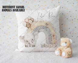 Safari Cushion, Nursery Pillow, Birth Cushion, Baby Gift, Decoration, Gift For Baby, Animals, Lion Giraffe Cushion - thumbnail 1