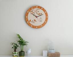 Handmade Wooden Wall Clock Cottage Bird & Cage Design - thumbnail 1