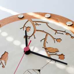 Handmade Wooden Wall Clock Cottage Bird & Cage Design - thumbnail 3