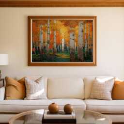 Gustav Klimt Abstract Wall Art, Landscape Painting, Unframed Geometric Forest Living Room Decor - thumbnail 3