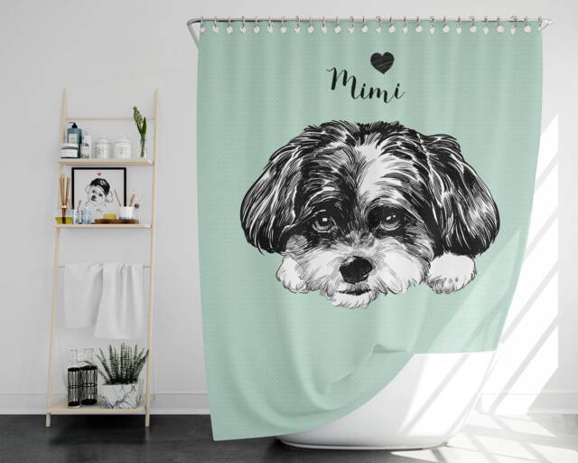 Custom Shower Curtain, Pet Dog Personalized Bath Portrait Curtain - image 1