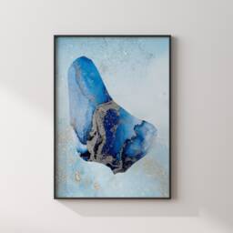 Barbados Map Shades Of Blue & Silver Wall Art Print - thumbnail 3