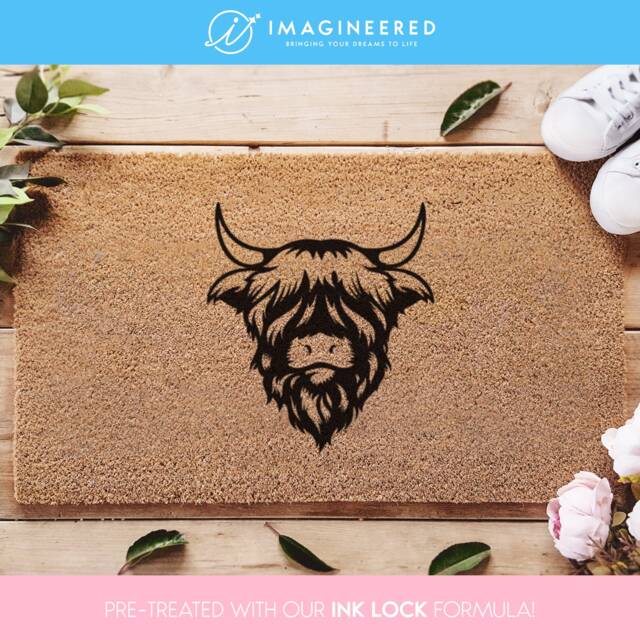 Cute Male Highland Cow Mat - Farmhouse Decor Cowboy Doormat Rustic Porch Western Style Country Living - image 1