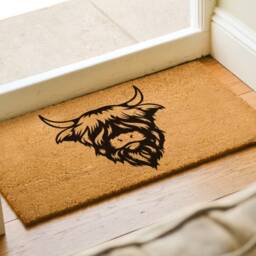 Cute Male Highland Cow Mat - Farmhouse Decor Cowboy Doormat Rustic Porch Western Style Country Living - thumbnail 2
