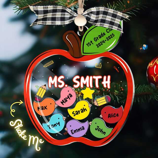 Personalized Teacher Christmas Ornament 4D Apple Shaker, Appreciation Gift - image 1