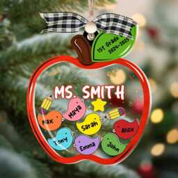 Personalized Teacher Christmas Ornament 4D Apple Shaker, Appreciation Gift - thumbnail 2