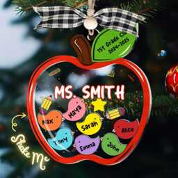 Personalized Teacher Christmas Ornament 4D Apple Shaker, Appreciation Gift - thumbnail 1