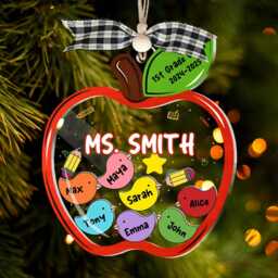 Personalized Teacher Christmas Ornament 4D Apple Shaker, Appreciation Gift - thumbnail 3