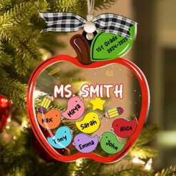 Personalized Teacher Christmas Ornament 4D Apple Shaker, Appreciation Gift - thumbnail 4