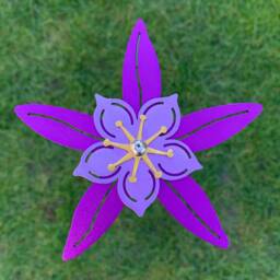Aquilegia Flower Stem - Purple, Anodised Aluminium, Garden Art Sculpture - thumbnail 2