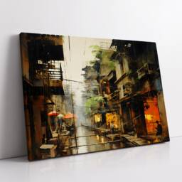 Bangkok Canal Inspired Thailand Landmark Oil Painting Watercolor Wall Art Framed Calming Canvas Poster Print Home/Office Room Decor Gifts - thumbnail 2