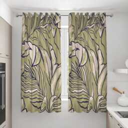 Minimalist Botanical Curtains, Large Leaf Line Art Drapes, Custom Made Panels For Modern Natural Interior Styling - thumbnail 3