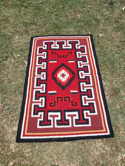 Red Navajo Rug Southwest Area Tribal Design Flatweave Country Wool Farmhouse Southwestern Handwoven Lodge Aztec 3x5 Ft Mexican 4x6 - image 1