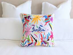 Personalized Otomi Pillow Cover Hand Embroidered - Multicolor Mexican Textile - thumbnail 1