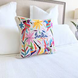 Personalized Otomi Pillow Cover Hand Embroidered - Multicolor Mexican Textile - thumbnail 2