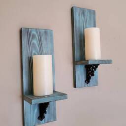 Handmade Wood Wall Sconce, Rustic Candle Holder, Set Of Two - thumbnail 2